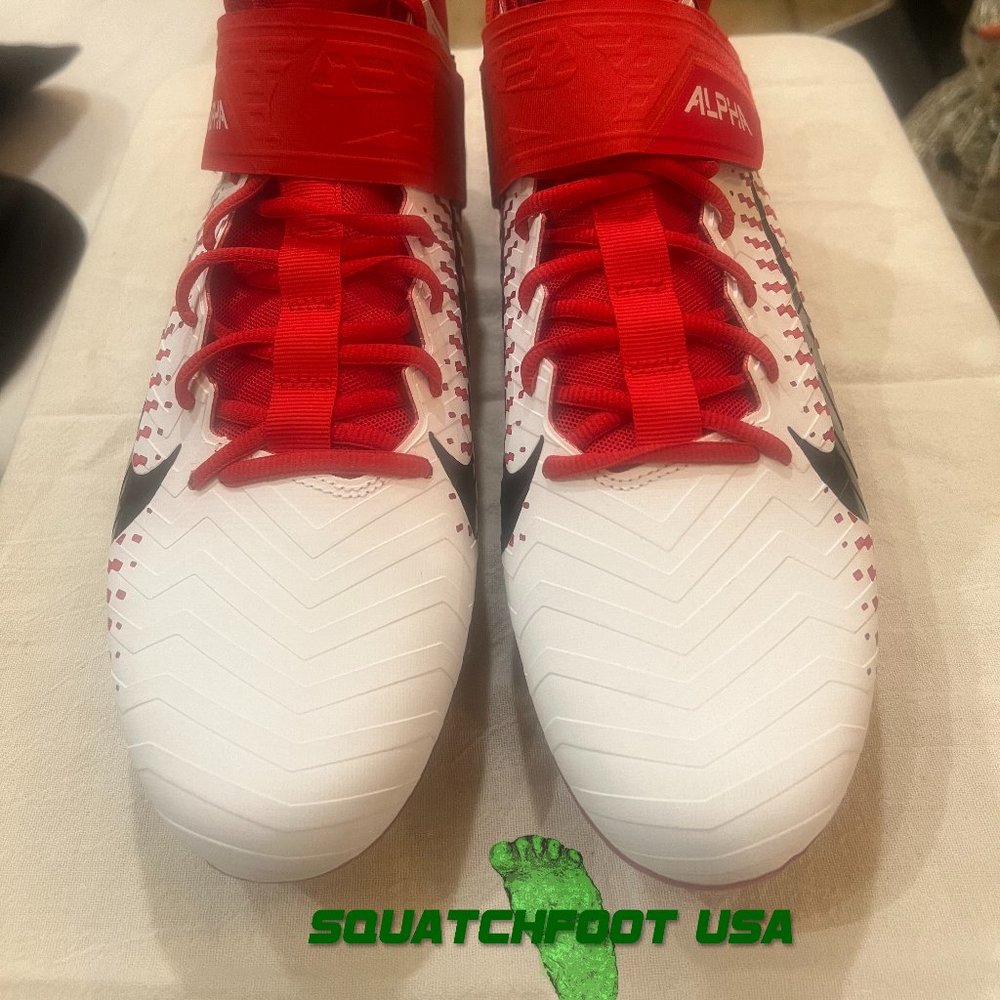 Nike Alpha Menace Pro 2 MID Mens Size 12 Red White Football Cleats AQ3209-103